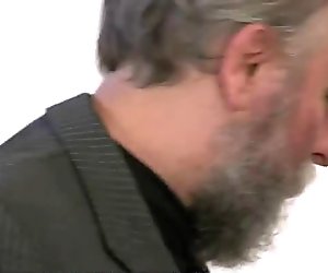 Geezer pounds his son's GF from behind