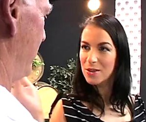Cute sexy brunette Clarissa gets fucked by the deaf old bastard Johan