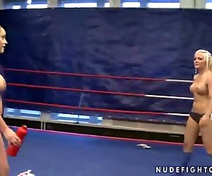 Two hot busty girls fighting