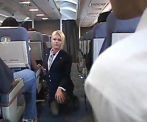 Blond Flight Attendant Fucks Japanese On Plane