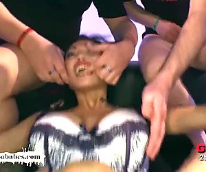 Super Busty Asian babe Manga fills her holes with Man Meat - GGG