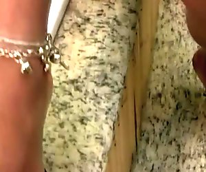 Sexy shemale babe pops out her massive ass from black thongs