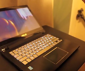 Watching Porn Masturbating With Nice Glossy Hairy Cock