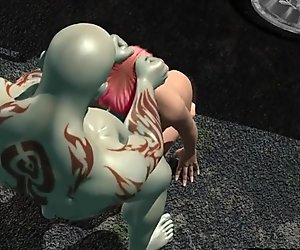 3D babe masturbates and gets fucked