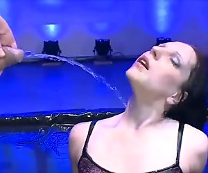 Shaved cocks gives pissing on horny chicks