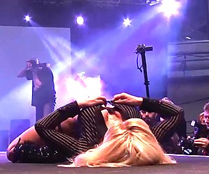 MILF sex show on public stage