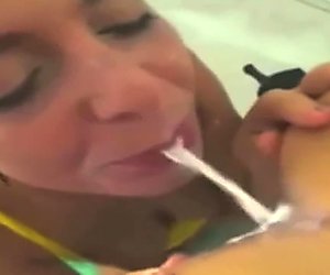Lesbians Swallowing Milk Enema In HD Part 2