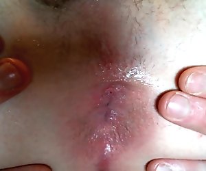 Warming up a cum hungry asshole with lube creampie