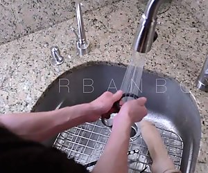 SuburbanBoys' Luke Harper jerks off on the kitchen floor