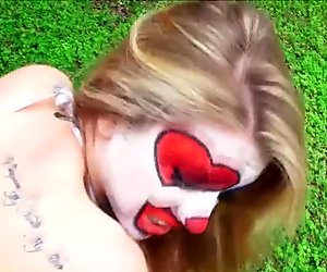Hard fucking a sexy clown along the way