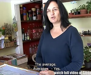 F-Sized tits mature gets fucked in flower store