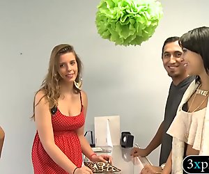 Lovely girls convinced to flash titties in local store