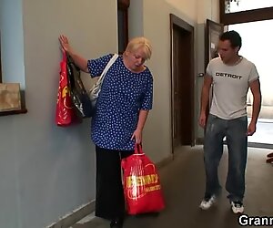 He helps blonde granny